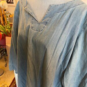 Talbots Scallop-Trim Denim Shift Dress Size 22W
